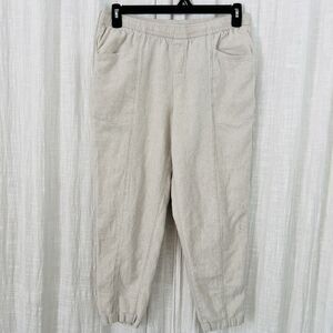 Old Navy Off White Linen Blend Casual Pocketed Womens Cropped Pants -Size Medium